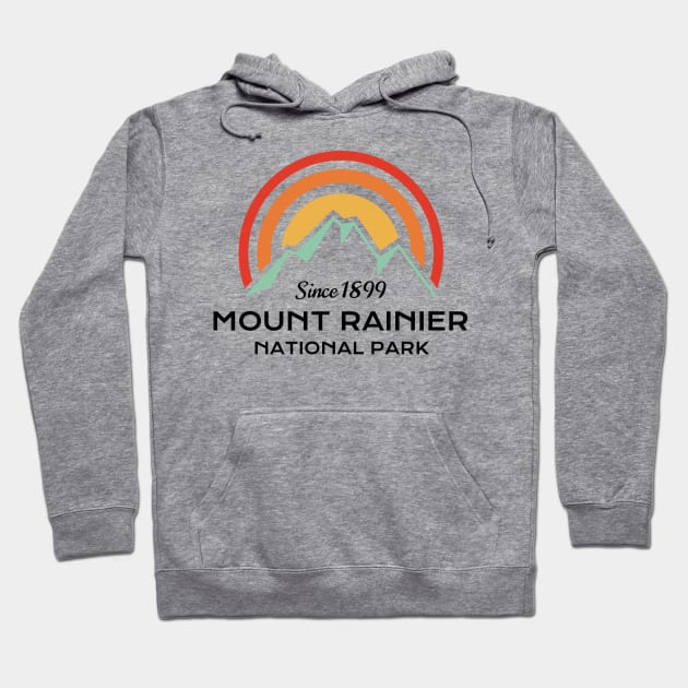 Mount Rainier National Park Retro Sticker Hoodie by roamfree